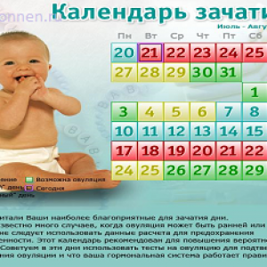Календарь овуляции и зачатия
